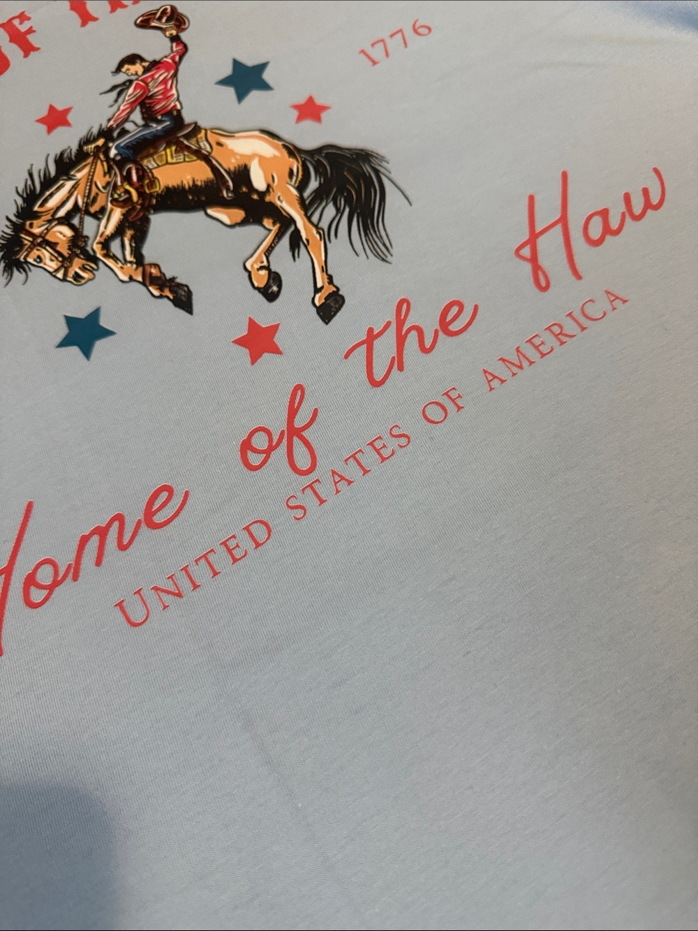 Baby blue 4th of July shirt western Bronc rider - Land of the Yee - Picture 4 of 7